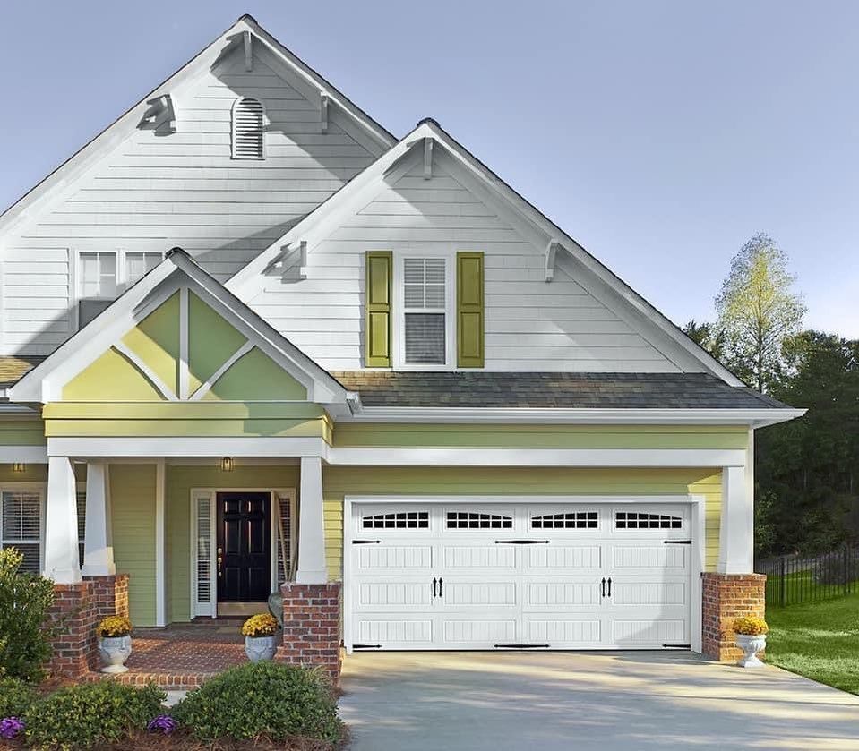 This double garage door looks like 2 individual doors. 