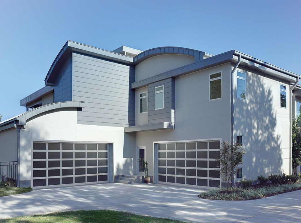 Modern glass garage door
