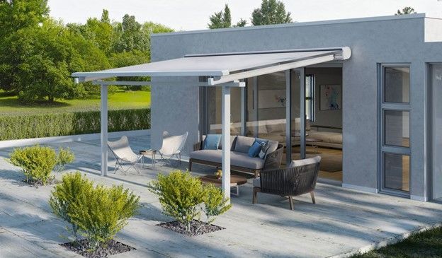 motorized awning installed by Encompass Door and Awning