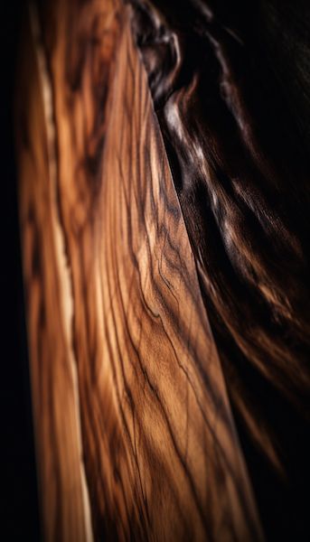 A close up of a piece of wood on a black background.