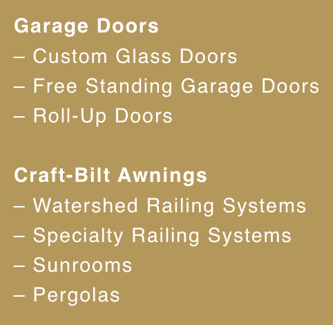 A list of garage doors including custom glass doors and free standing garage doors