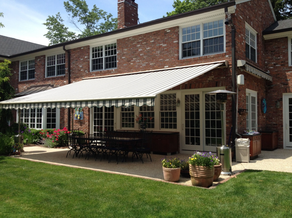 Large fabric awning in Calvert County md on a townhome