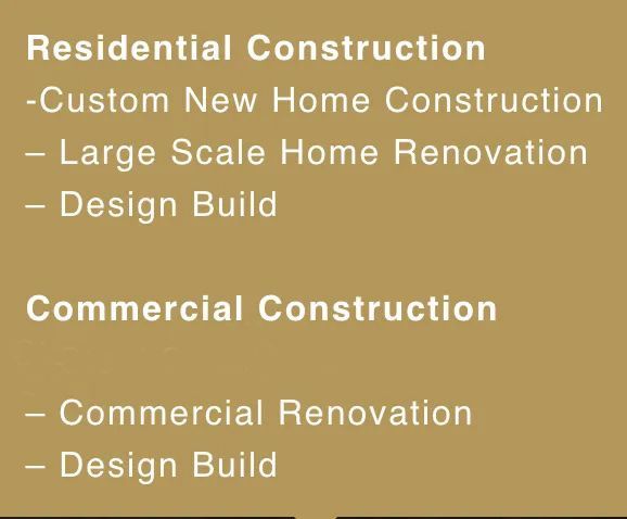 A brown background with white text that says residential construction custom new home construction
