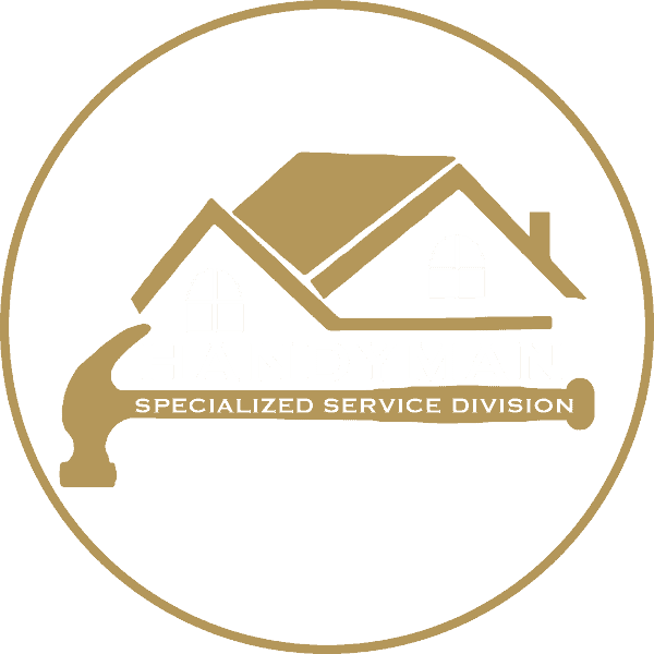 A logo for specialized service division with a hammer and a house