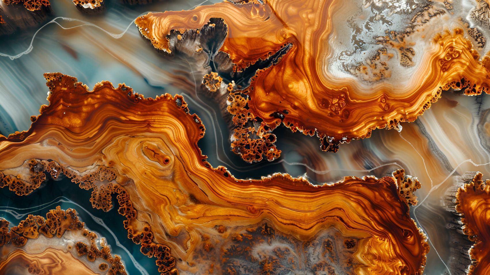 A close up of a piece of agate with a marble texture.