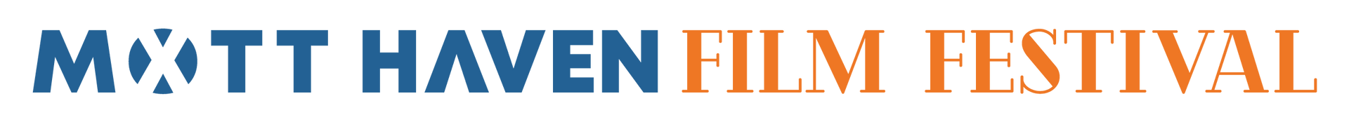 The matt haven film festival logo is blue and orange on a white background.