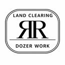 Logo: "Land Clearing" and "Dozer Work" surrounding stylized "RR" symbol, all in a rounded rectangle.