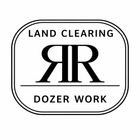 Logo: "Land Clearing" and "Dozer Work" surrounding stylized "RR" symbol, all in a rounded rectangle.
