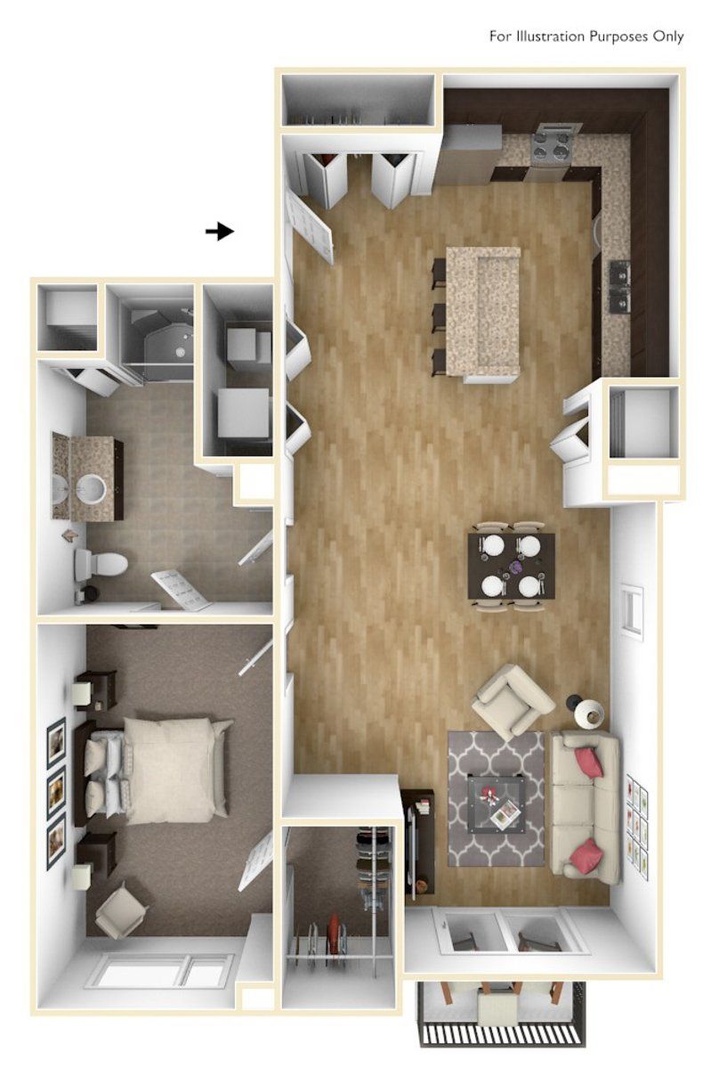 One Bedroom A14 | High Pointe Apartments