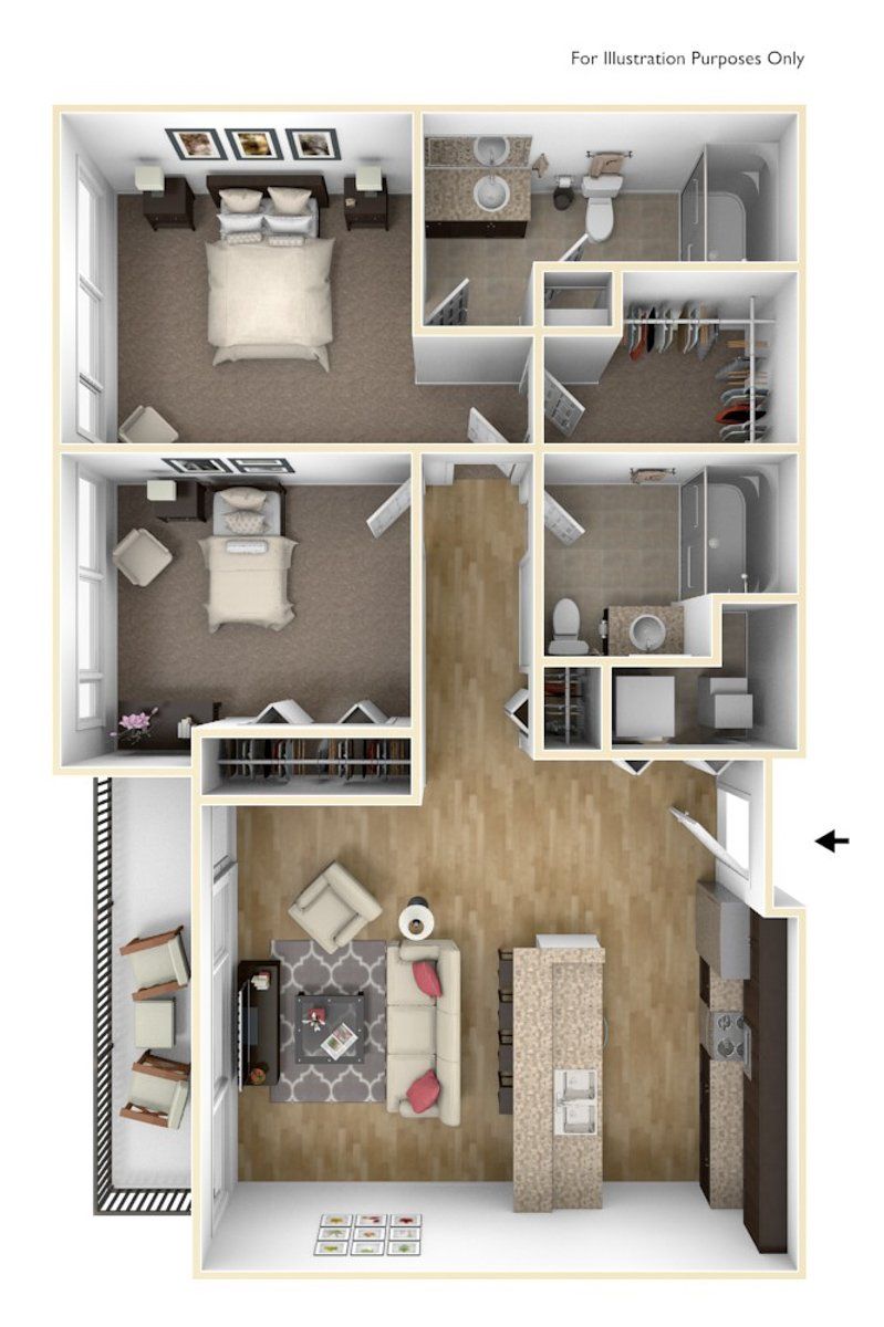 Two Bedroom B4 | High Pointe Apartments