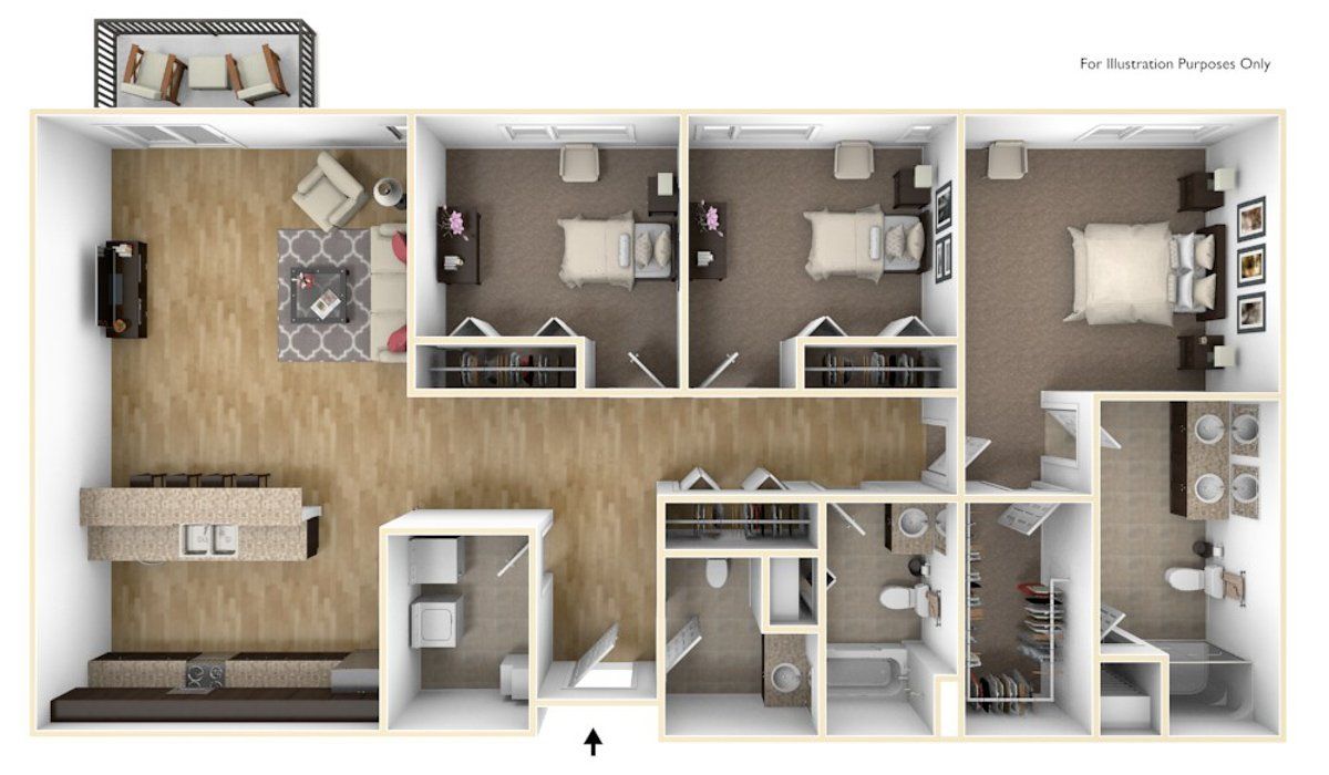 Three Bed 2.5 Bath C2 | High Pointe Apartments