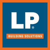 The logo for lp building solutions is blue and orange.