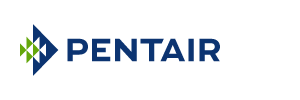 The pentair logo is a blue and green triangle with a green arrow pointing to the right.