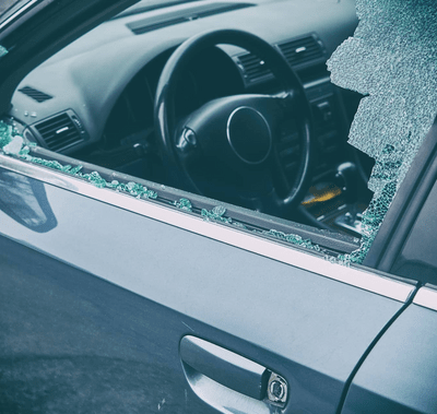 Car with smashed window