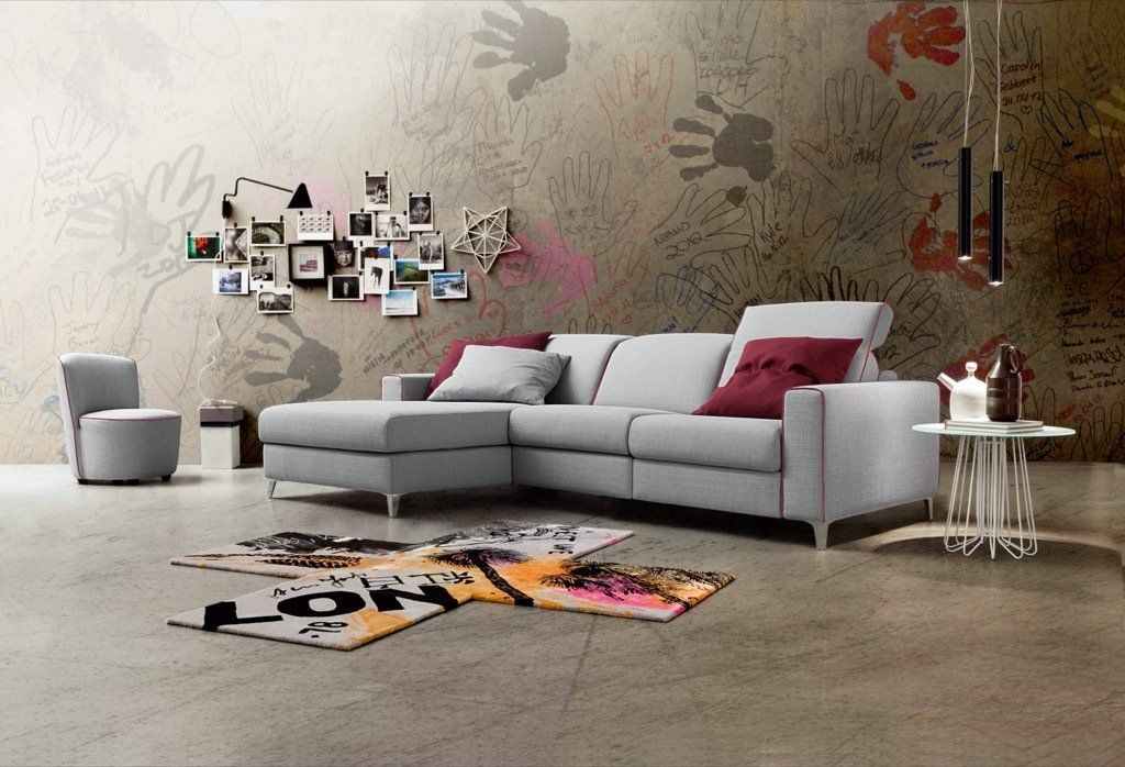 Progetto divano grigio con penisola Monza