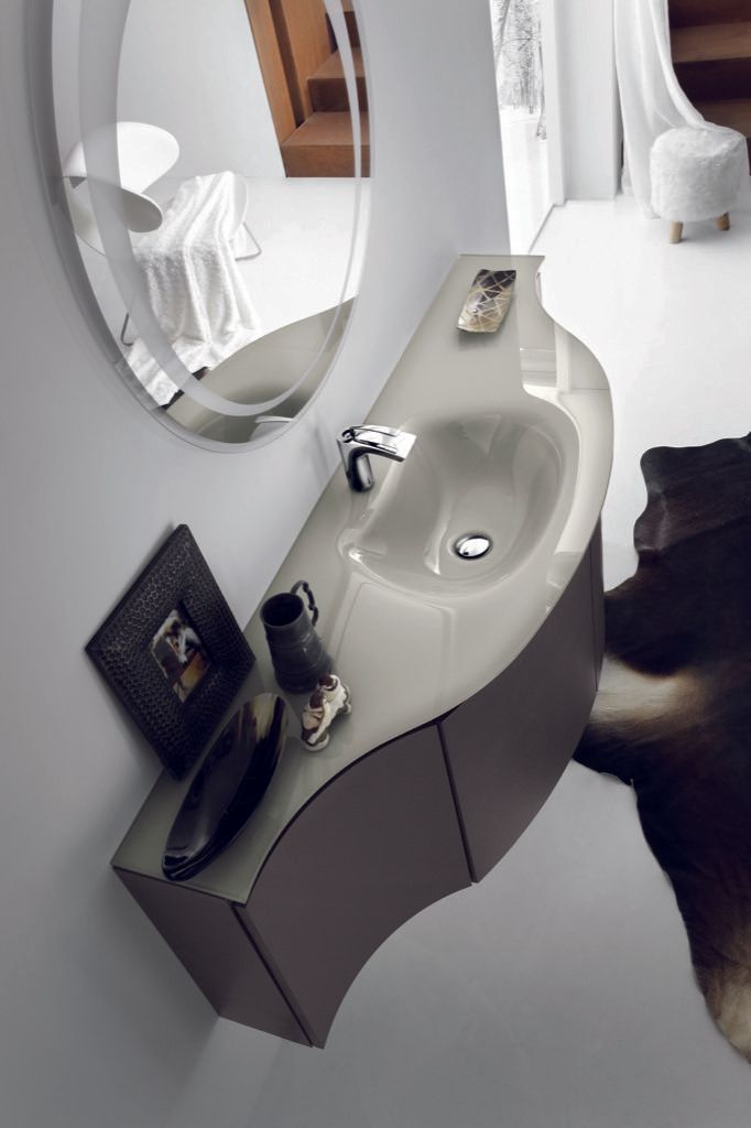 Progetto lavabo integrale in vetro Monza