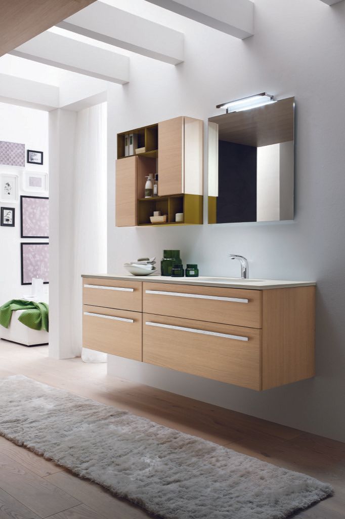 Progetto mobile bagno legno chiaro Monza