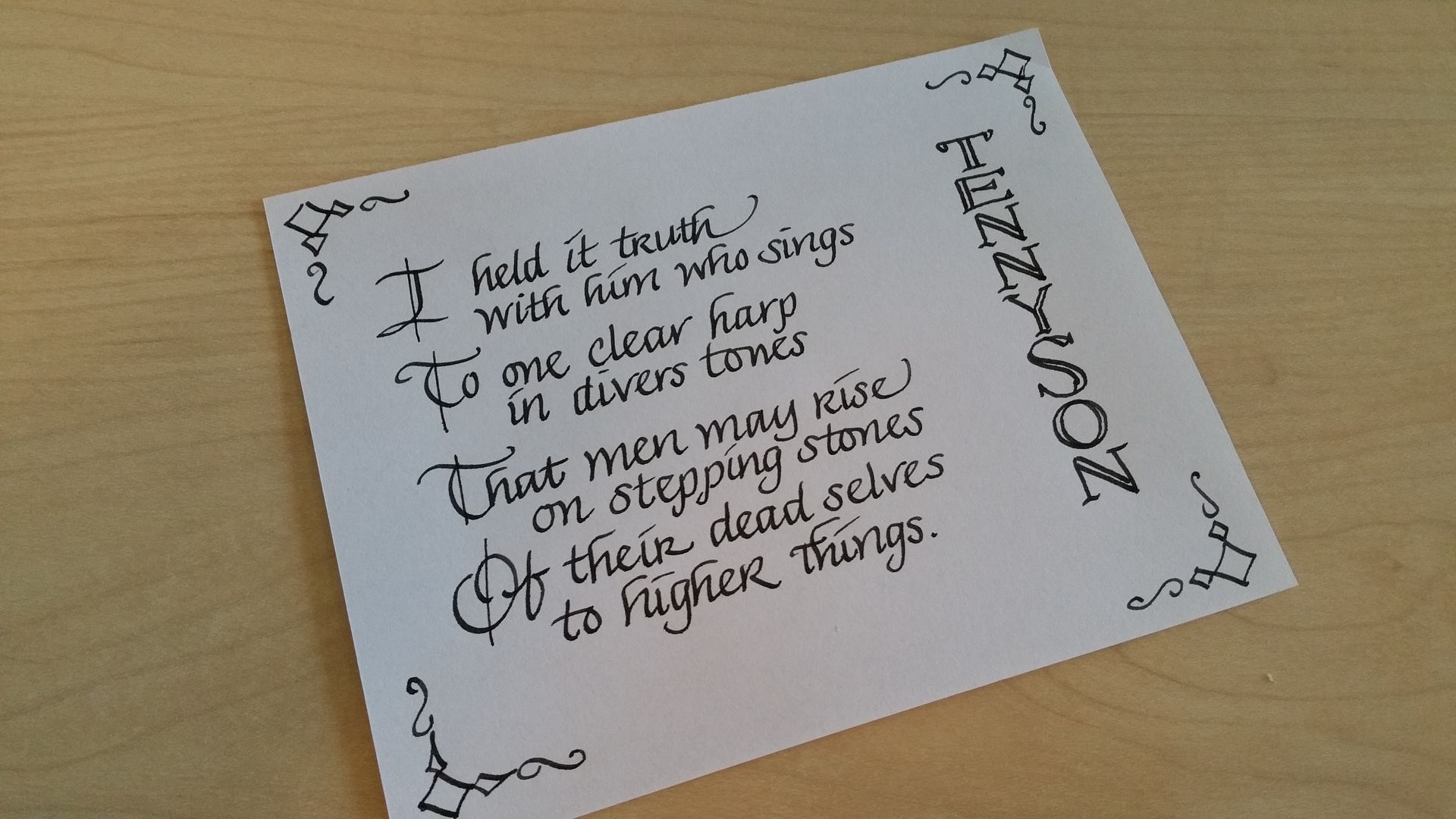 A piece of paper with a poem written on it