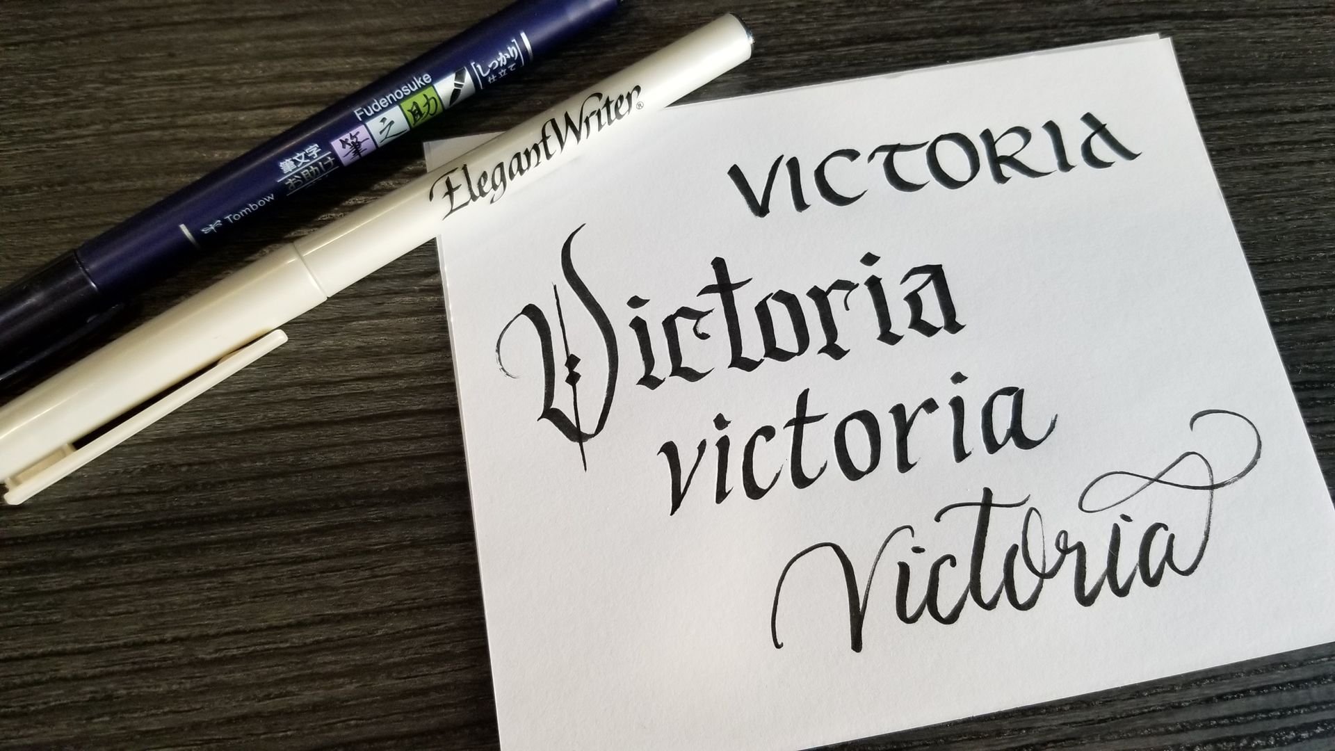 A piece of paper with the name victoria written on it
