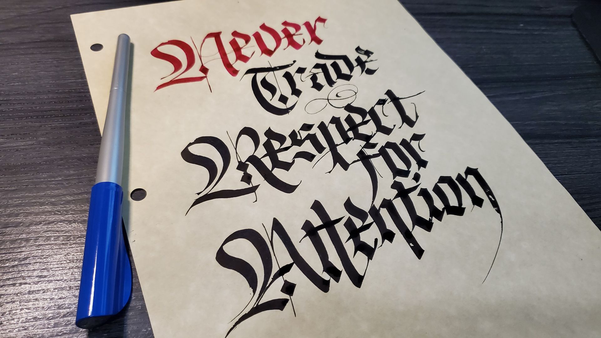 A piece of paper that says 