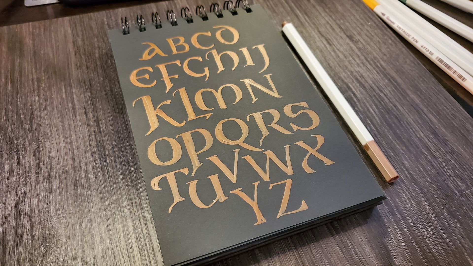 A notebook with the alphabet written on it