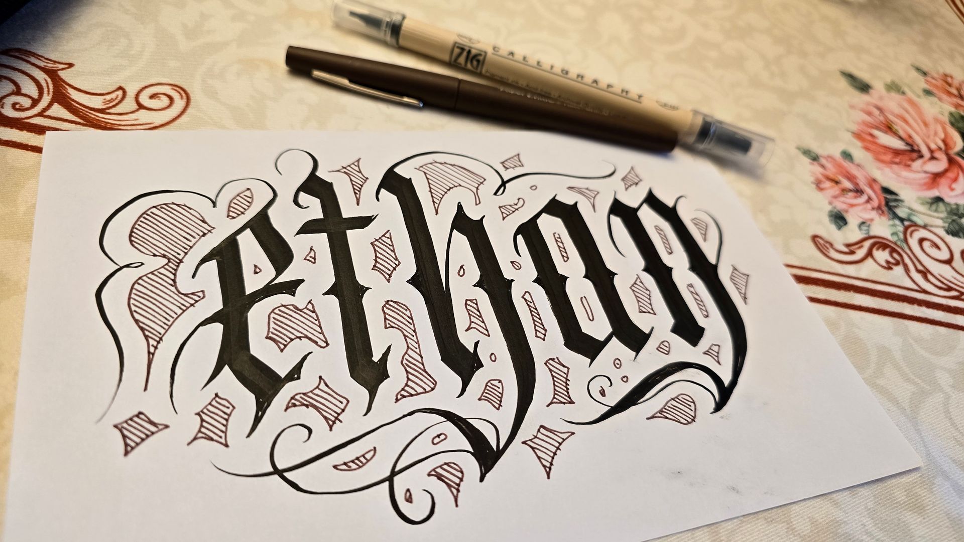 A piece of paper with the name ethan written on it