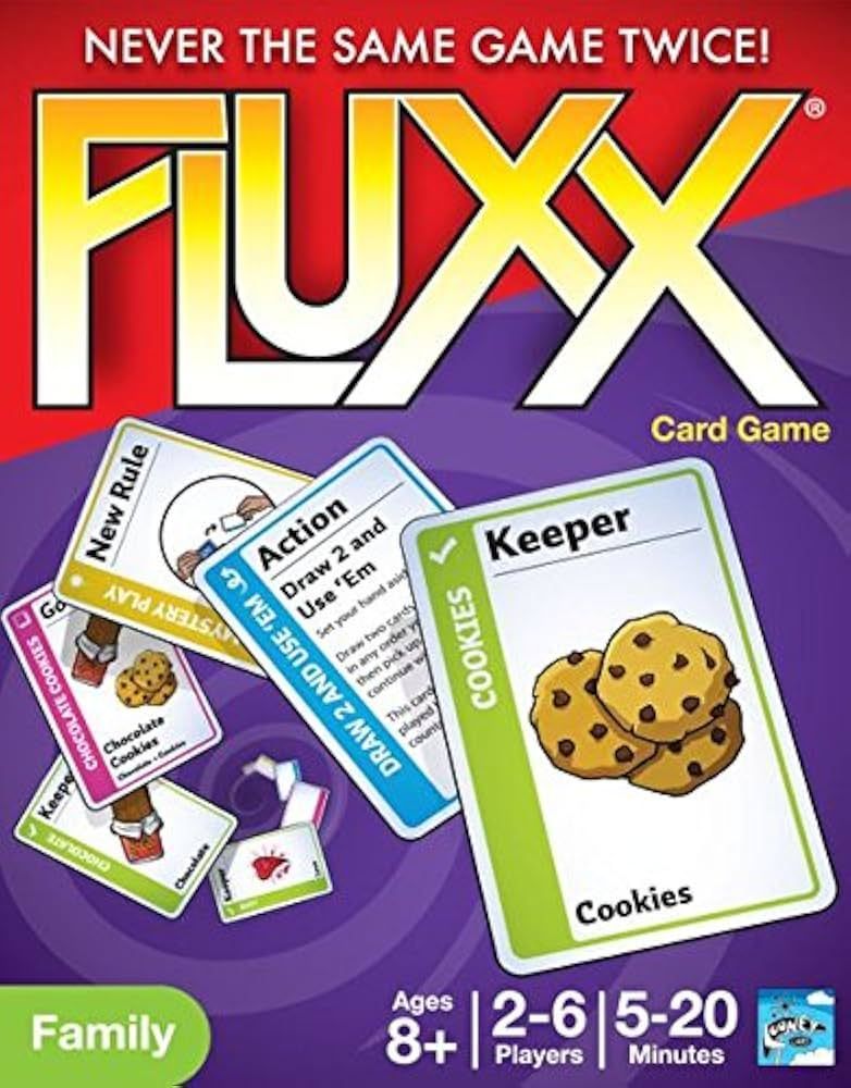 A family card game called fluxx is being played