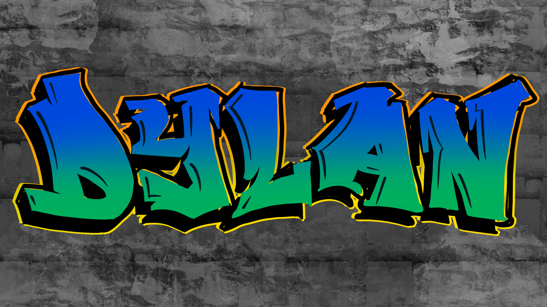 The name dylan is written in graffiti on a brick wall