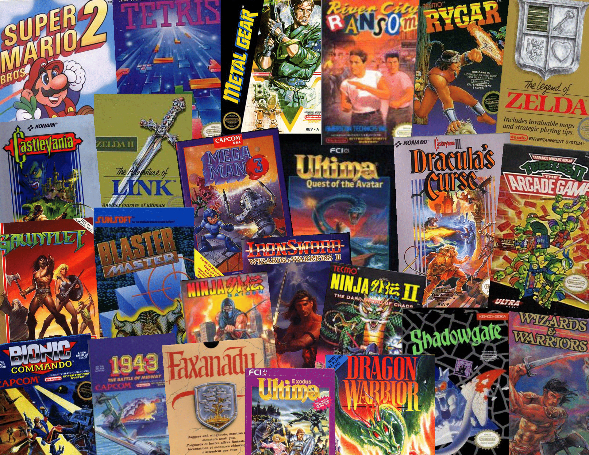 A collage of video games including super mario 2