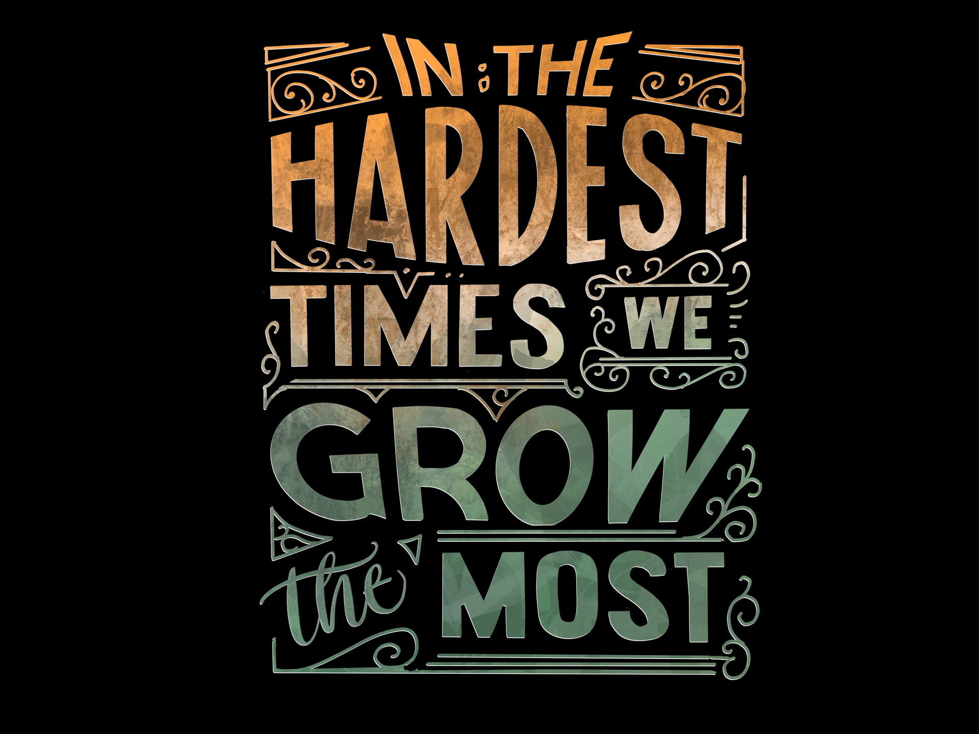 A poster that says in the hardest times we grow the most