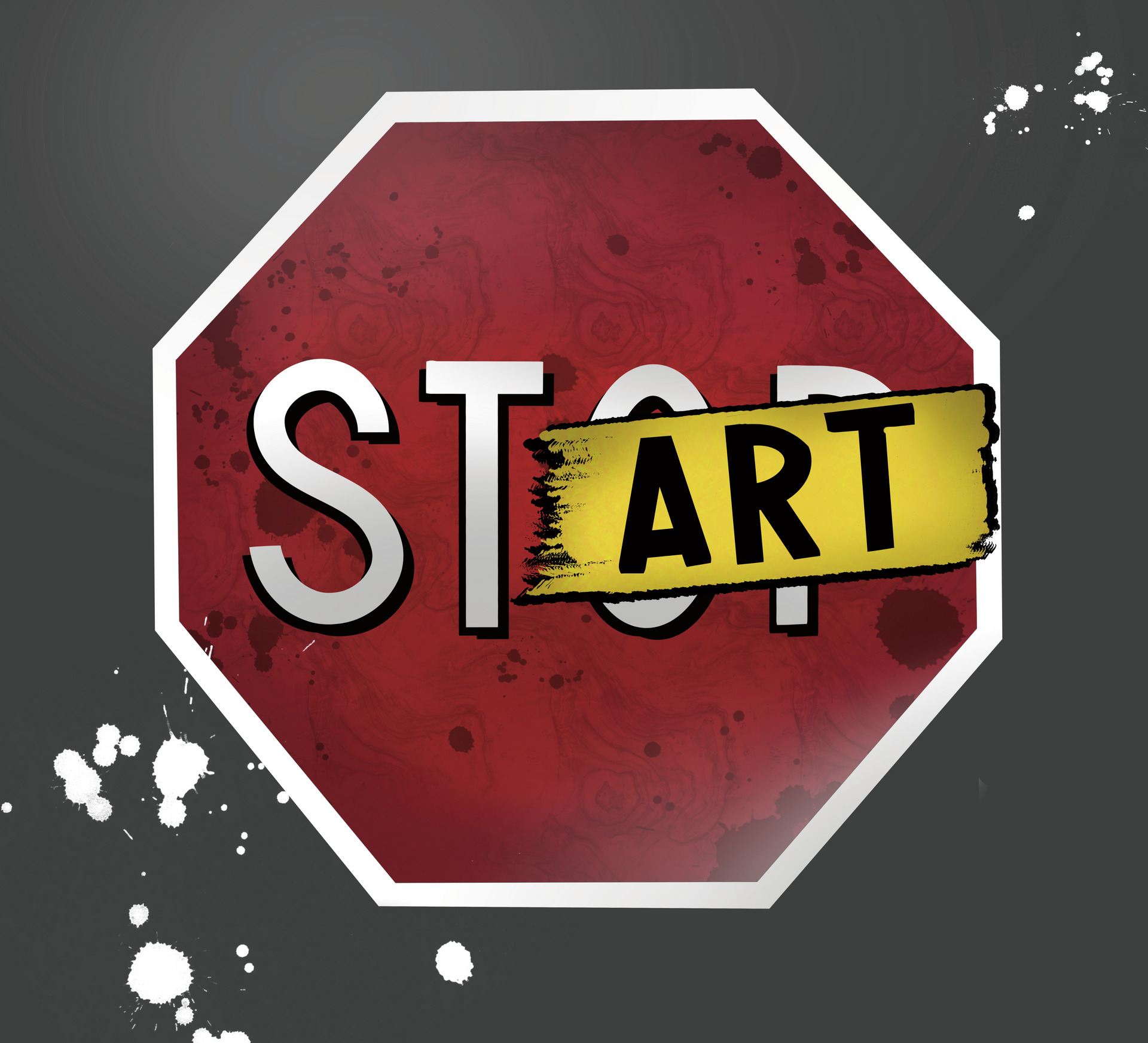 A stop sign with the word start on it
