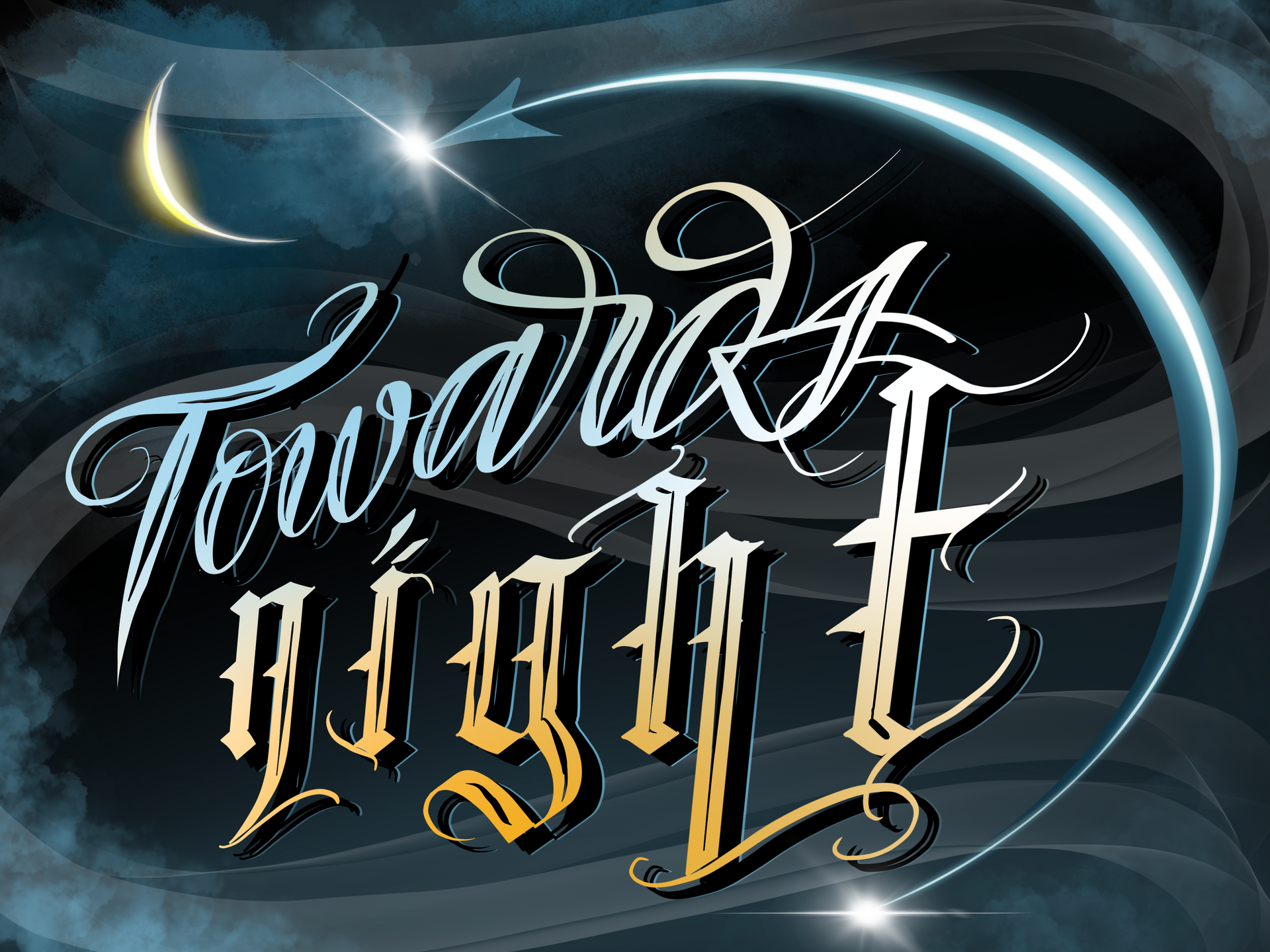 Name art made using Procreate for iPad for Twitch user Towards Night