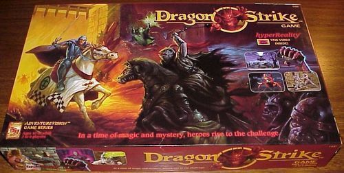 A box for dragon strike shows a man riding a horse