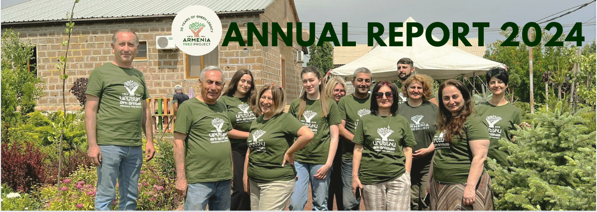 Annual Report Cover Page Armenia Tree Project team memberships with staff tshirts