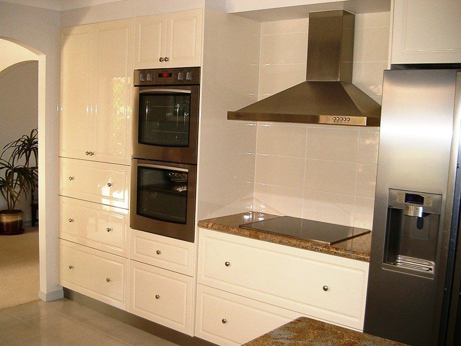 kitchen with white drawers