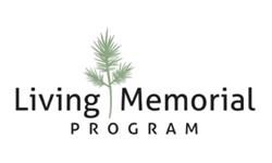 Living Memorial Program logo with green tree and black text