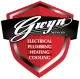 A logo for guyn services electrical plumbing heating cooling