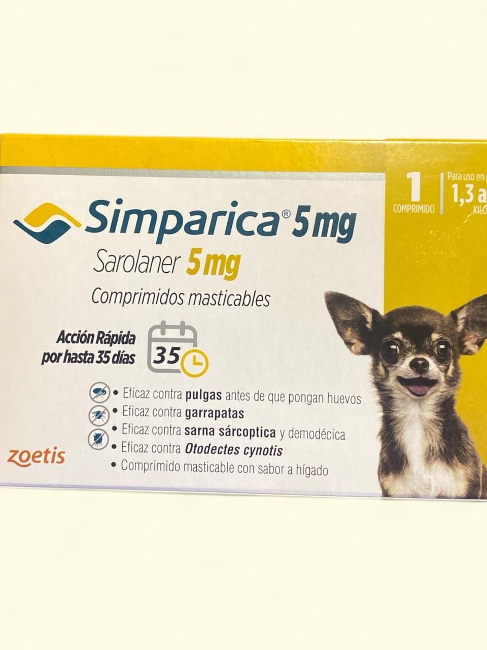 Antiparasitario Externo Simparica 1mes.  1,3 a 2,5 Kg