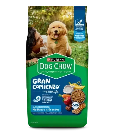 Purina Dog Chow CACHORRO 3 Kilos - Medianos y Grandes (Carne- Pollo- Frutas- Leche)