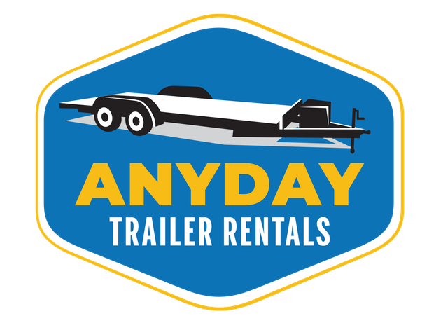 A blue and yellow logo for anyday trailer rentals