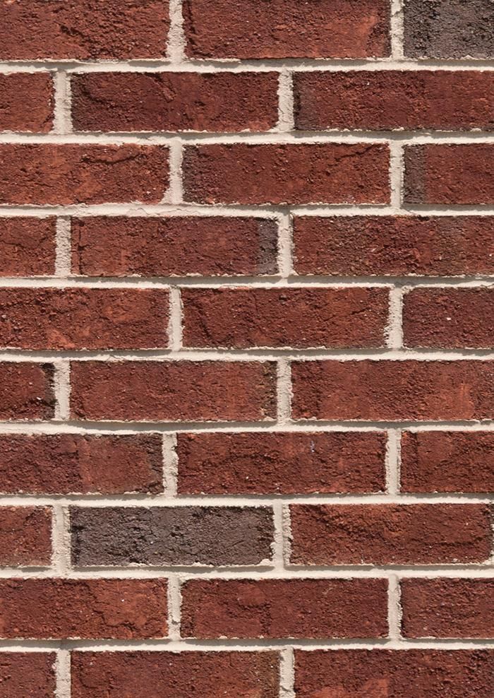 Red brick wall with white mortar.