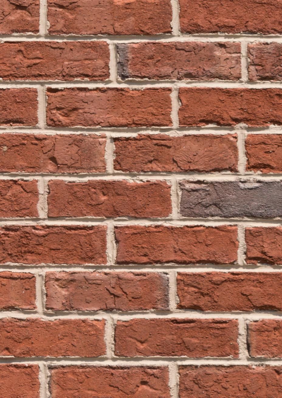 Red brick wall with white mortar.