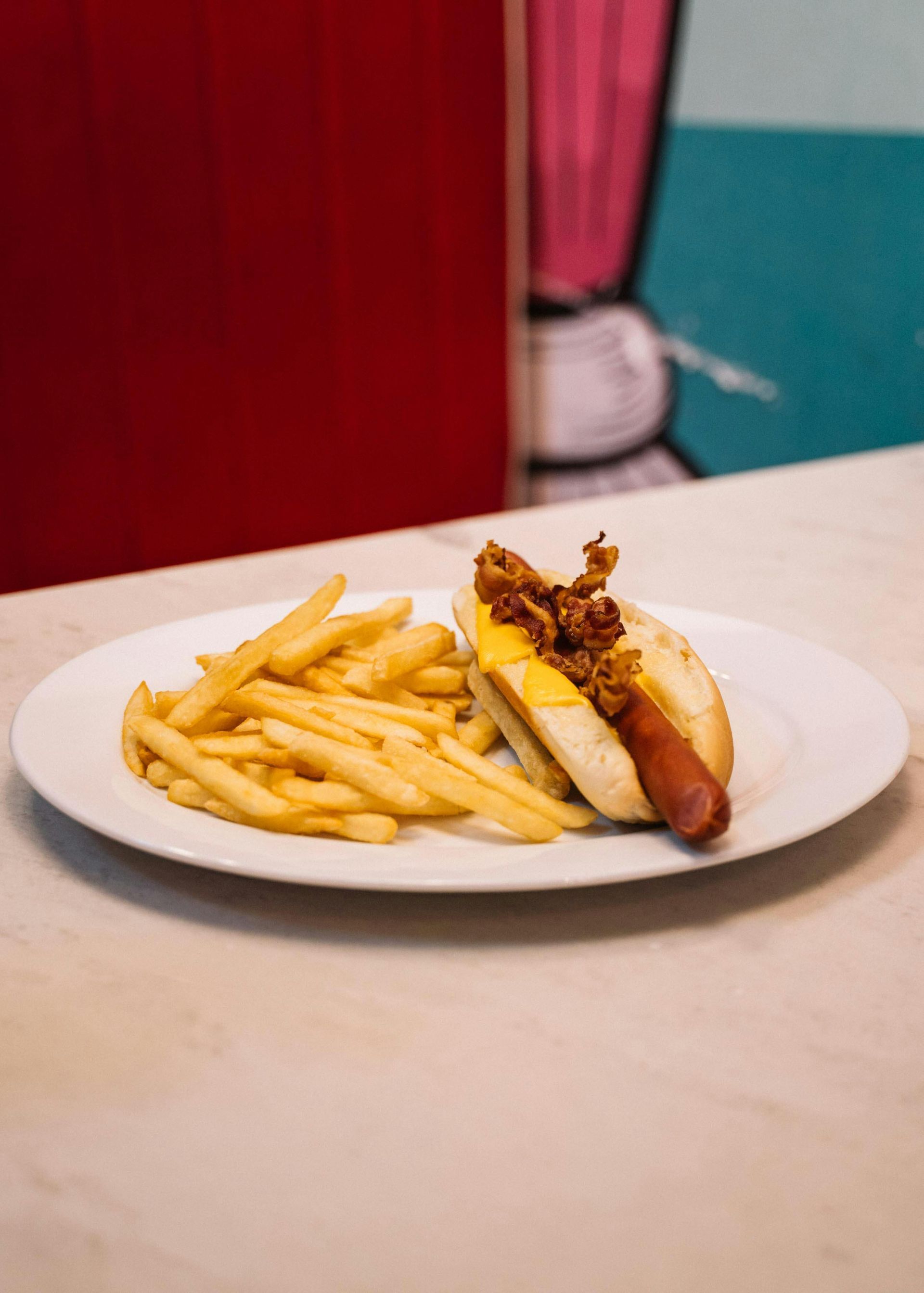 Hot Dog Sandwich And Fries