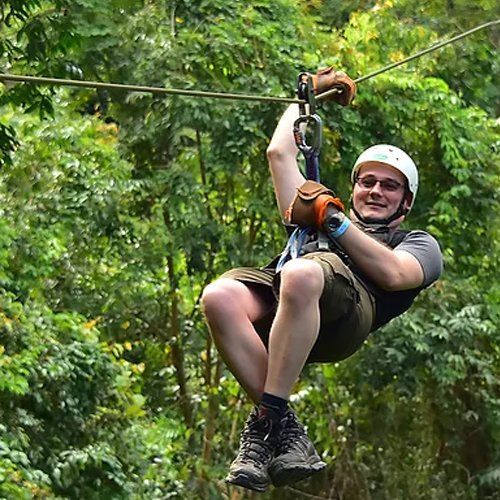 Daniel Greenhalgh ziplining.