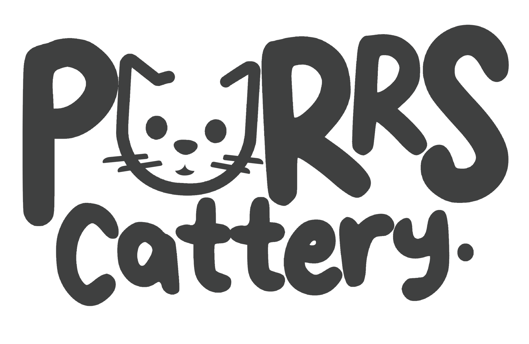 A black and white logo for a cat cattery