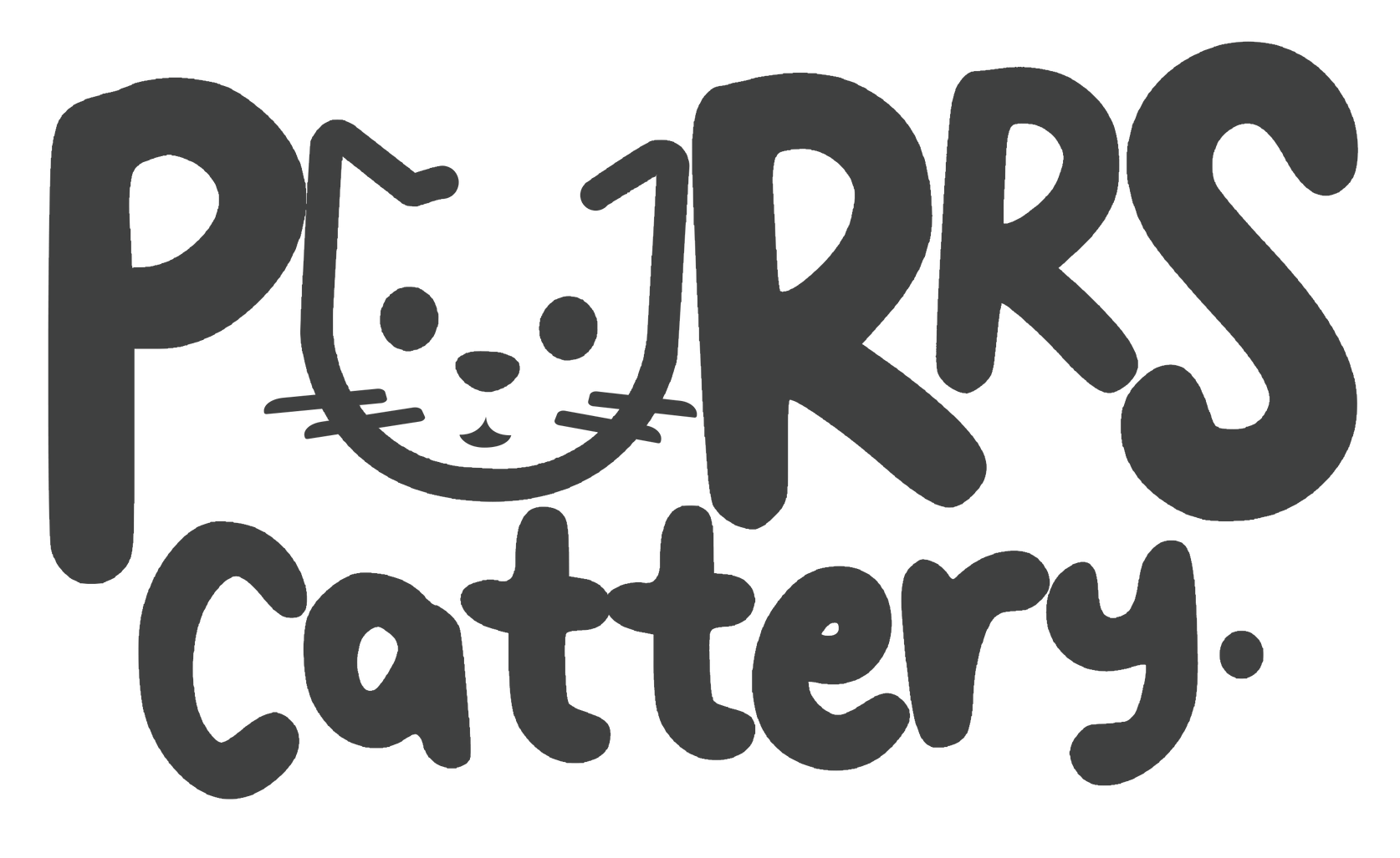 A black and white logo for a cat cattery.