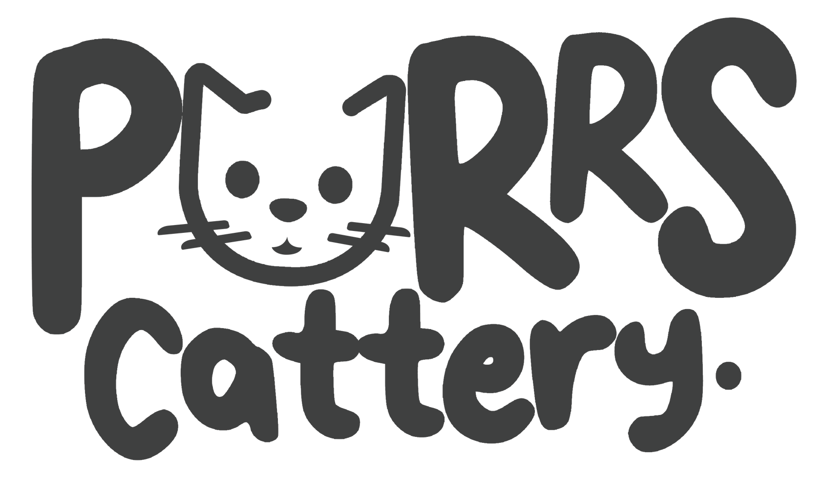A black and white logo for a cat cattery.