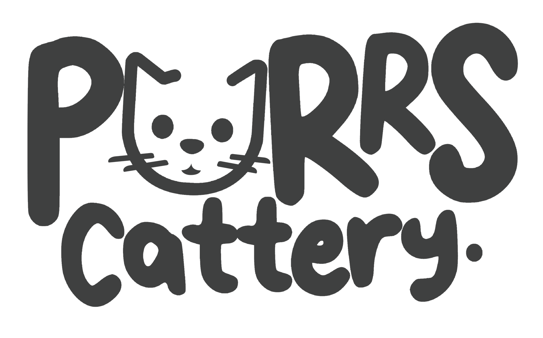 A black and white logo for a cat cattery.