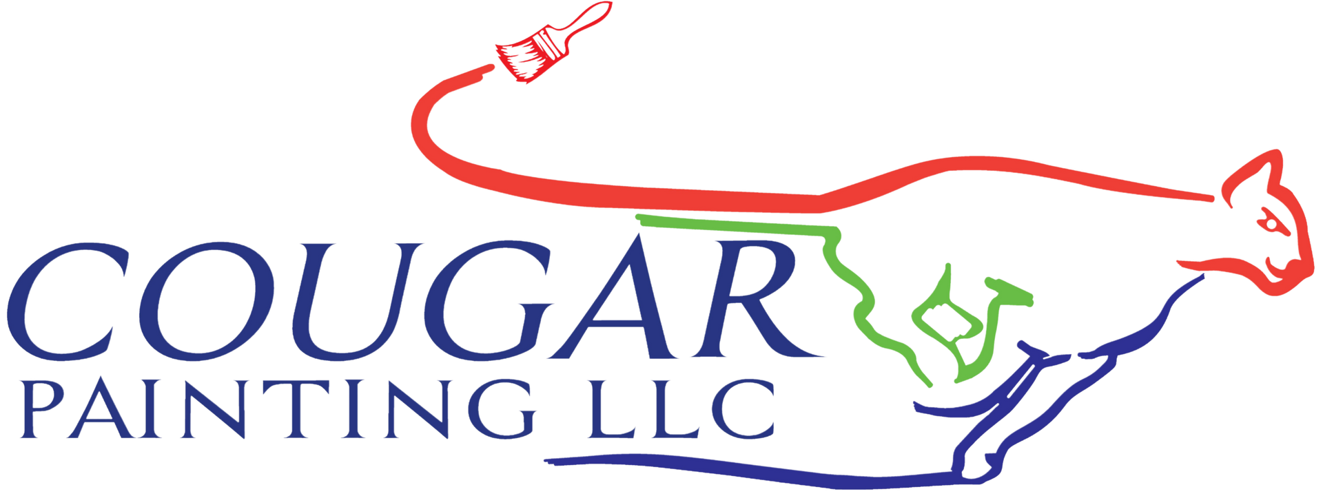 The logo for cougar painting llc has a cougar on it.