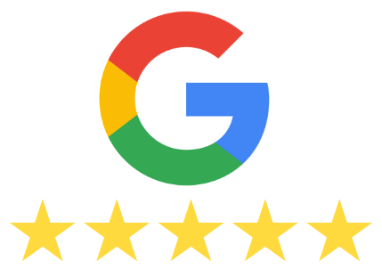The google logo is surrounded by five stars on a white background.